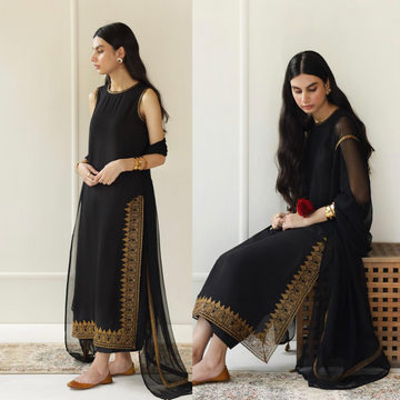 3PC Lawn Embroidered Shirt With Chiffon Embroidered Dupatta zab708