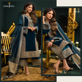 3PC Velvet Heavy Embroidered Shirt With Organza Dupatta -Zab300