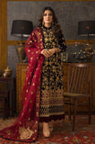 Zab299 3PC Velvet Heavy Embroidered Shirt With Organza Heavy Embroidered Dupatta