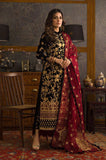Zab299 3PC Velvet Heavy Embroidered Shirt With Organza Heavy Embroidered Dupatta