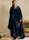 zab672 WINTER 3-Pc Embroidered Dhanak Suit with Heavy Embroidered Dhanak Shawl