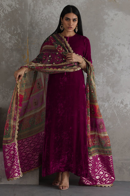Jazmin - Embroidered Velvet 3-Piece Dress - zab945