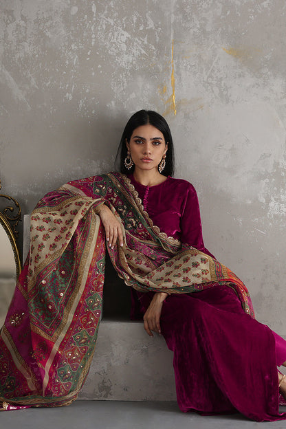 Jazmin - Embroidered Velvet 3-Piece Dress - zab945