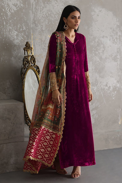 Jazmin - Embroidered Velvet 3-Piece Dress - zab945