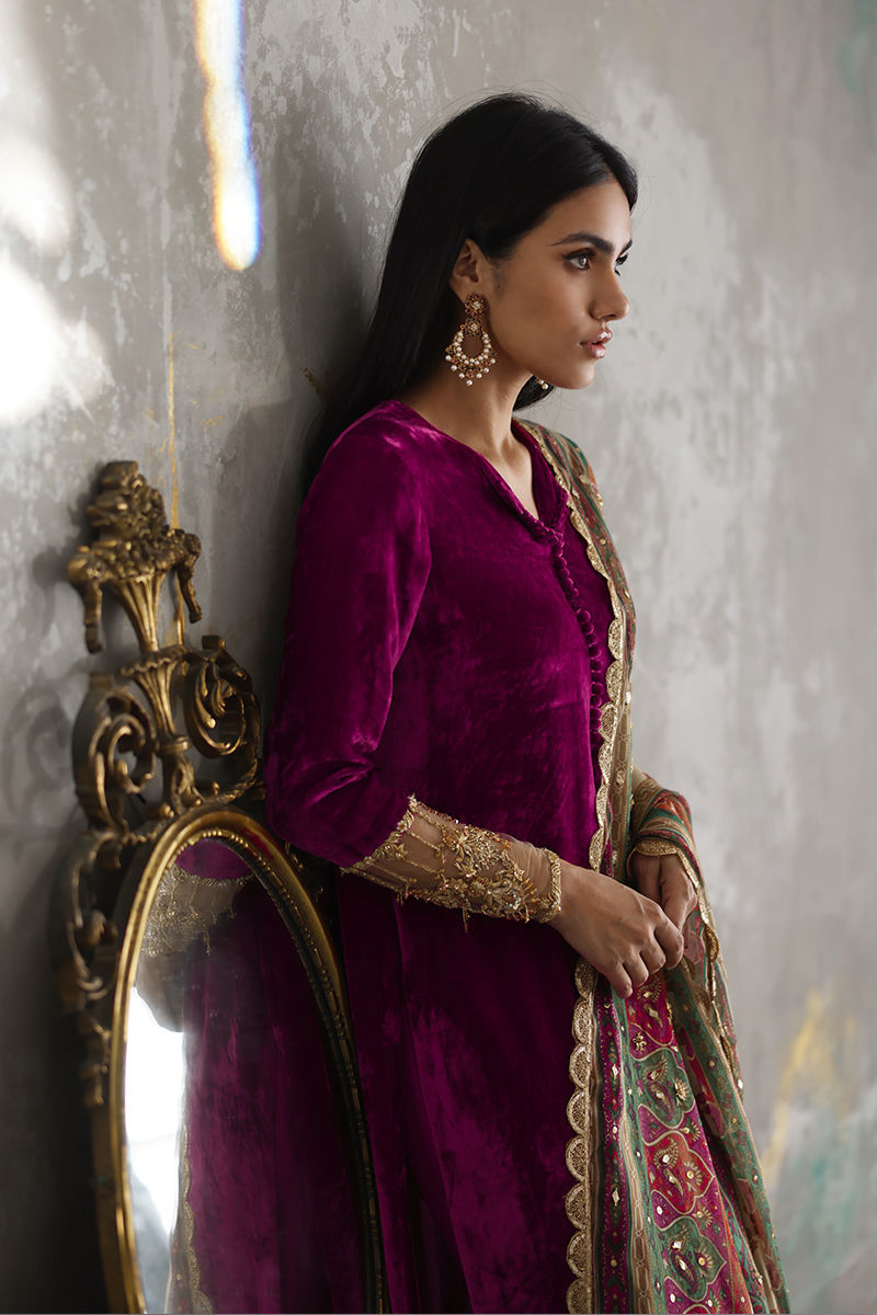 Jazmin - Embroidered Velvet 3-Piece Dress - zab945