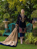 3-Piece Unstitched Heavy Embroidered Velvet Suit - zab980