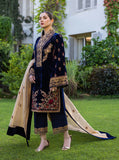 3-Piece Unstitched Heavy Embroidered Velvet Suit - zab980