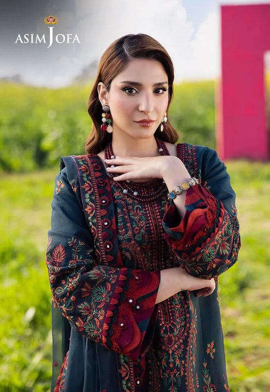 AsimJofa - Summer 3PC Lawn Embroidered Suit - zab1401