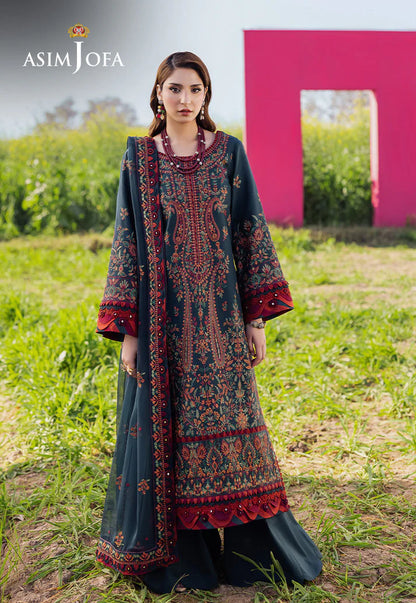 AsimJofa - Summer 3PC Lawn Embroidered Suit - zab1401