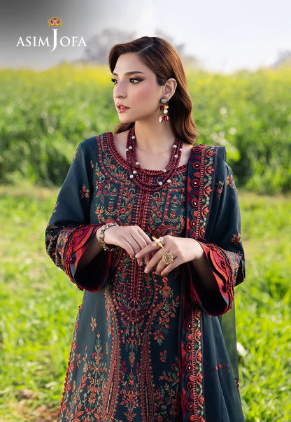 AsimJofa - Summer 3PC Lawn Embroidered Suit - zab1401