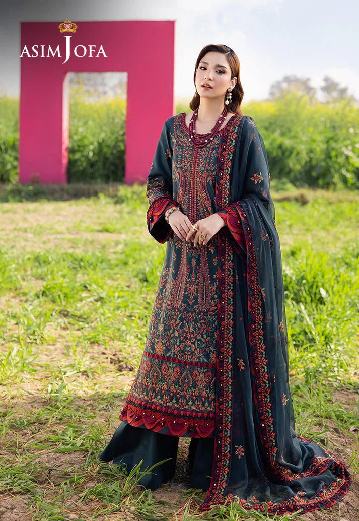 AsimJofa - Summer 3PC Lawn Embroidered Suit - zab1401
