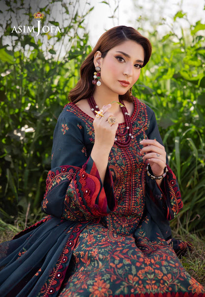 AsimJofa - Summer 3PC Lawn Embroidered Suit - zab1401