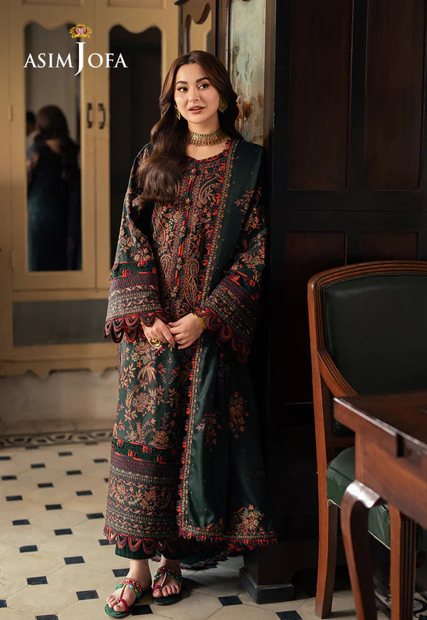 Asim Jofa, unstitched 3 piece Lawn sequence embroidered suit - zab1248