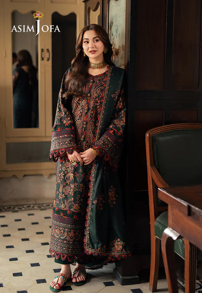 Asim Jofa, unstitched 3 piece Lawn sequence embroidered suit - zab1248