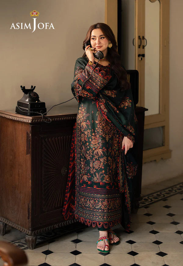 Asim Jofa, unstitched 3 piece Lawn sequence embroidered suit - zab1248