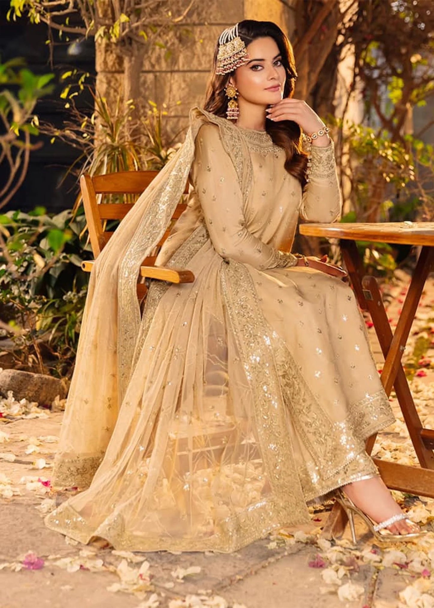 ZAB620 Nisa Skin Unstitched 3 Piece Silk Embroidered Dress
