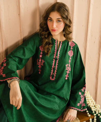 zab849 Dhanak Unstitched 3 Piece Embroidered Dress
