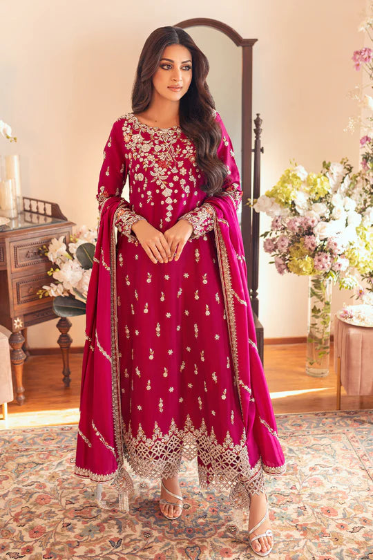SUNNiA MANAHiL - 3pc Heavy Embroidered Dhanak Stuff - zab1043