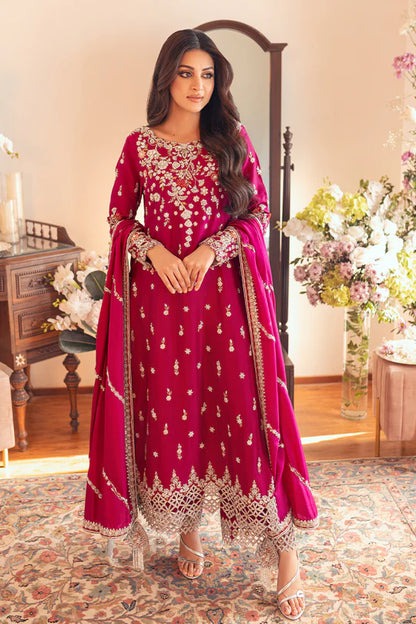 SUNNiA MANAHiL - 3pc Heavy Embroidered Dhanak Stuff - zab1043