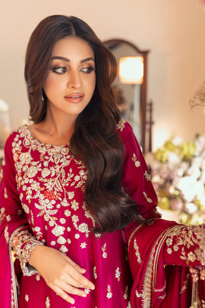 SUNNiA MANAHiL - 3pc Heavy Embroidered Dhanak Stuff - zab1043