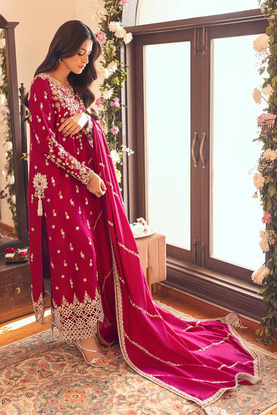 SUNNiA MANAHiL - 3pc Heavy Embroidered Dhanak Stuff - zab1043