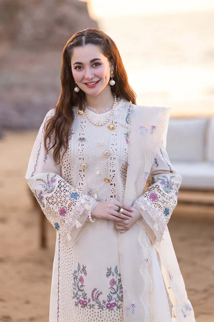 Chikenkari Qalamkar Embroidered Lawn Three Piece zab836