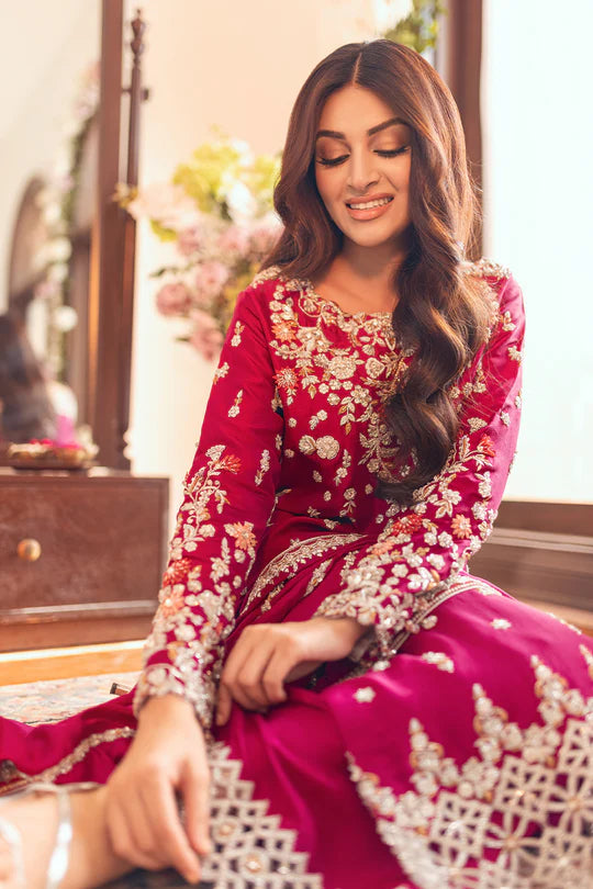 SUNNiA MANAHiL - 3pc Heavy Embroidered Dhanak Stuff - zab1043