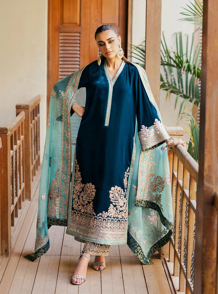 Zainab Cottani - 3-Piece Unstitched Heavy Embroidered Velvet Suit - zab943
