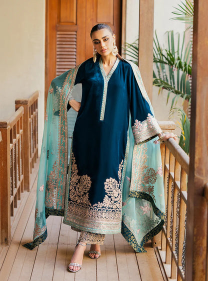Zainab Cottani - 3-Piece Unstitched Heavy Embroidered Velvet Suit - zab943