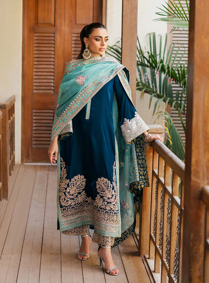 Zainab Cottani - 3-Piece Unstitched Heavy Embroidered Velvet Suit - zab943