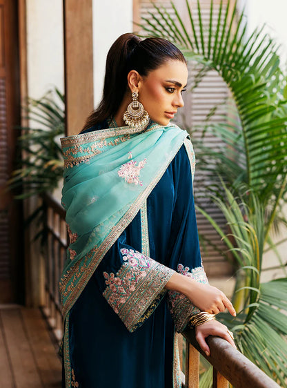 Zainab Cottani - 3-Piece Unstitched Heavy Embroidered Velvet Suit - zab943