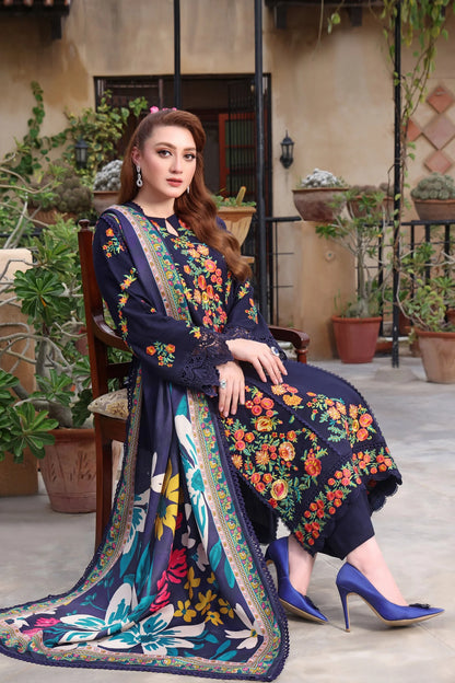 Asim Jofa, unstitched 3 piece Lawn sequence embroidered suit - zab1332