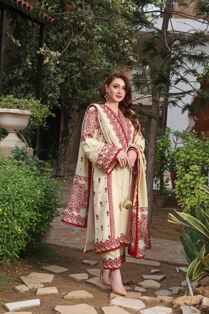 Asim Jofa - Winter 3PC Dhanak Embroidered Suit - zab1173