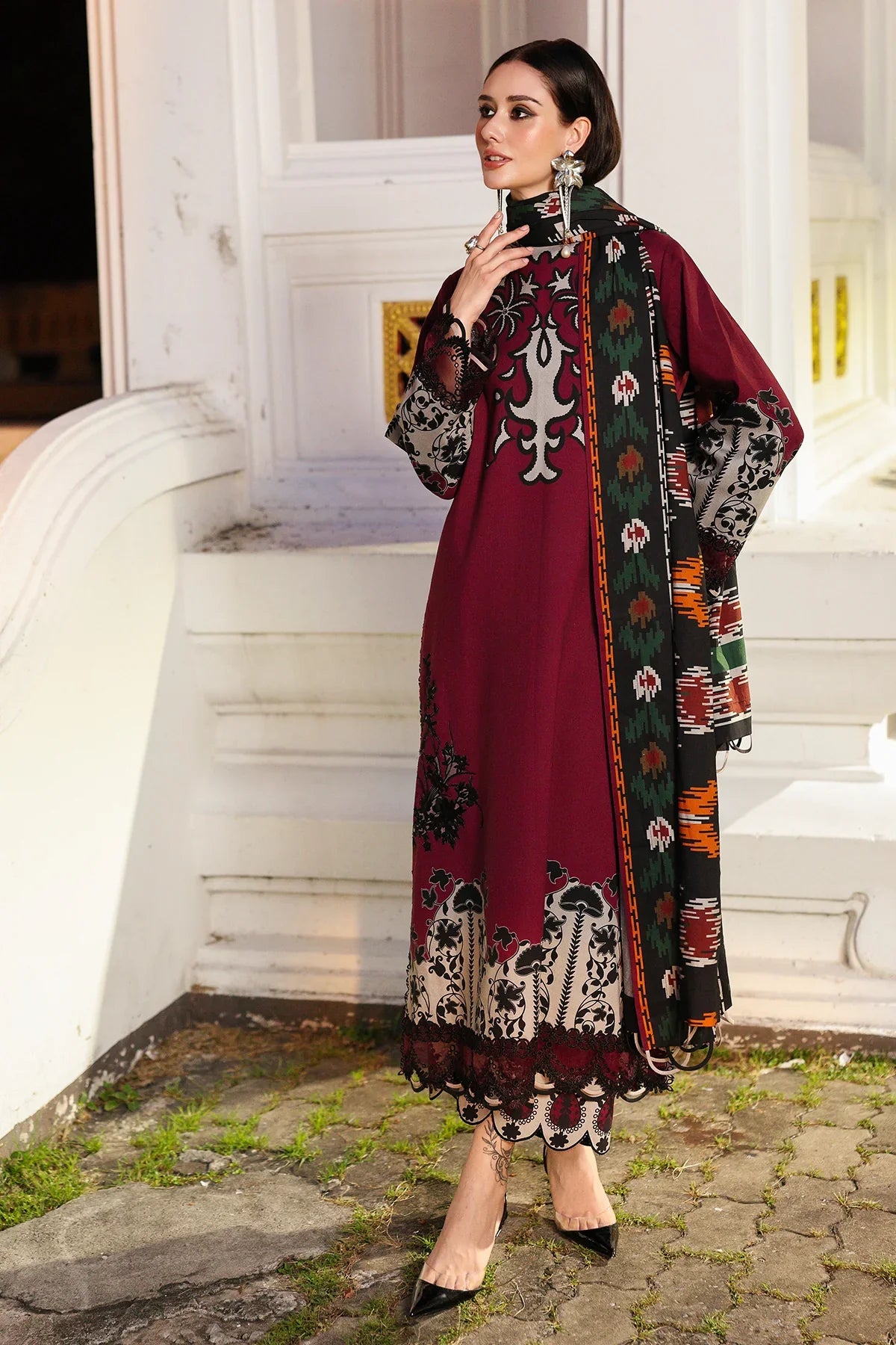 Charizma - Winter 3PC Karandi Digital Print Dress - zab1168