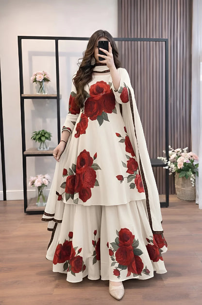 ZAB - 3 piece Lawn silk frock style Printed suit - zab1469