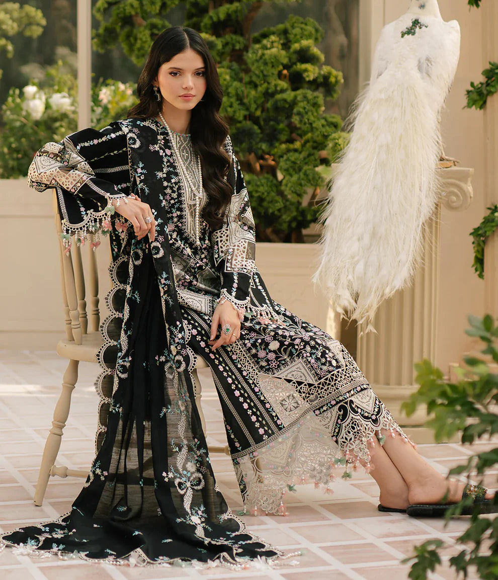 Zab - Unstitched Luxury Lawn Heavy Embroidered 3PC Suit - zab1346