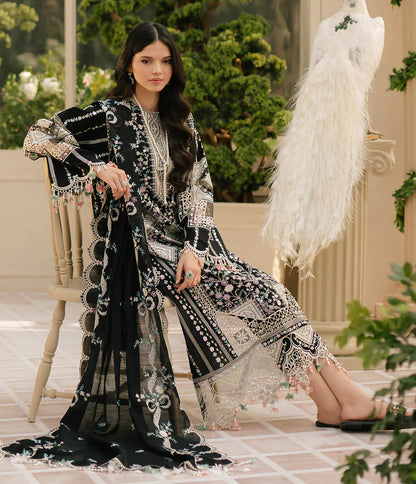 Zab - Unstitched Luxury Lawn Heavy Embroidered 3PC Suit - zab1346