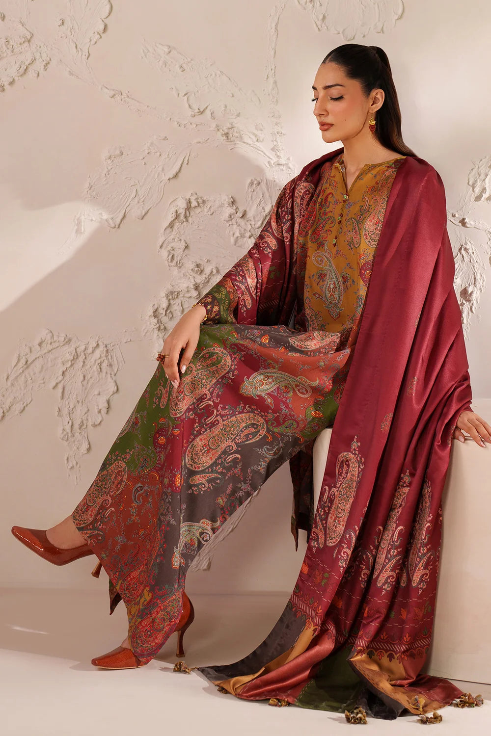 Charizma - Winter 3PC Karandi Digital Printed Dress - zab1537