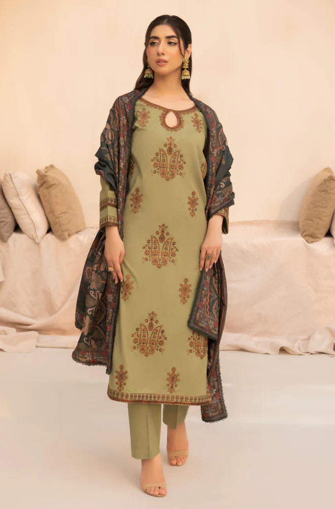 Mohagni - 3PC Dhanak Embroidered Suit - zab1152