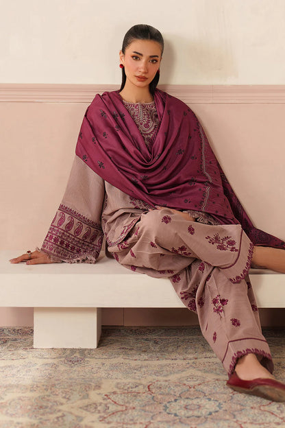 Baroque - 3PC Dhanak Embroidered Suit - zab1270