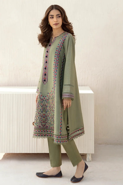 ZAB2021 3pc Winter Embroidered khaddar Shirt With Bumble Wool Shawl