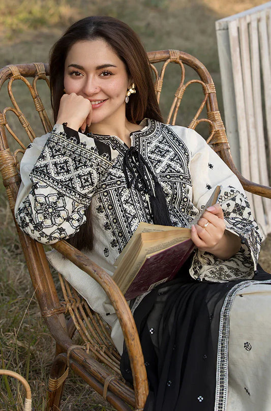 Allys - 3PC Dhanak Embroidered Suit - zab939