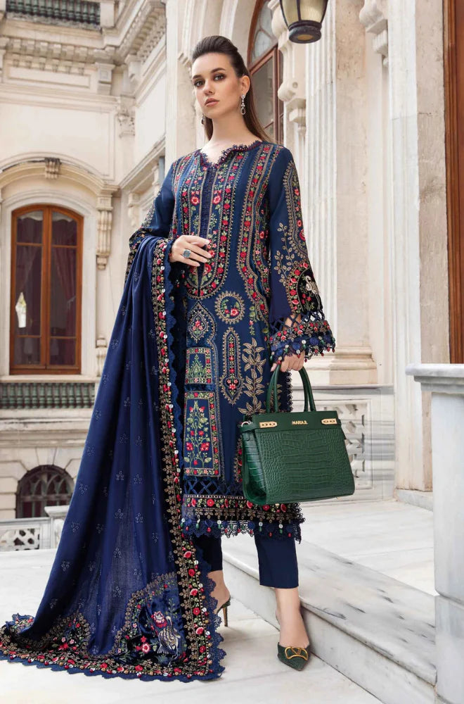 Maria.B- Winter 3PC Dhanak Embroidered Suit - zab1182