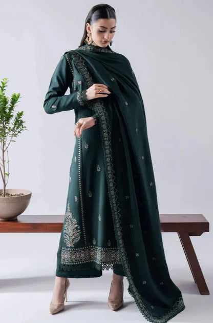 Asim Jofa - Winter 3PC Dhanak Embroidered Suit - zab1157