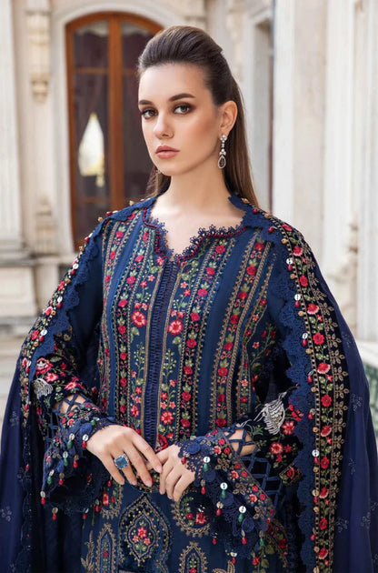 Maria.B- Winter 3PC Dhanak Embroidered Suit - zab1182
