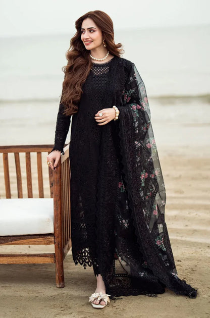 Nureh - 3PC Dhanak ChickenKari Embroidered with Sequence work Suit - zab931