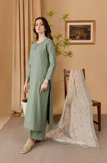 Sapphire - Winter 3PC Dhanak Embroidered Suit - zab1111