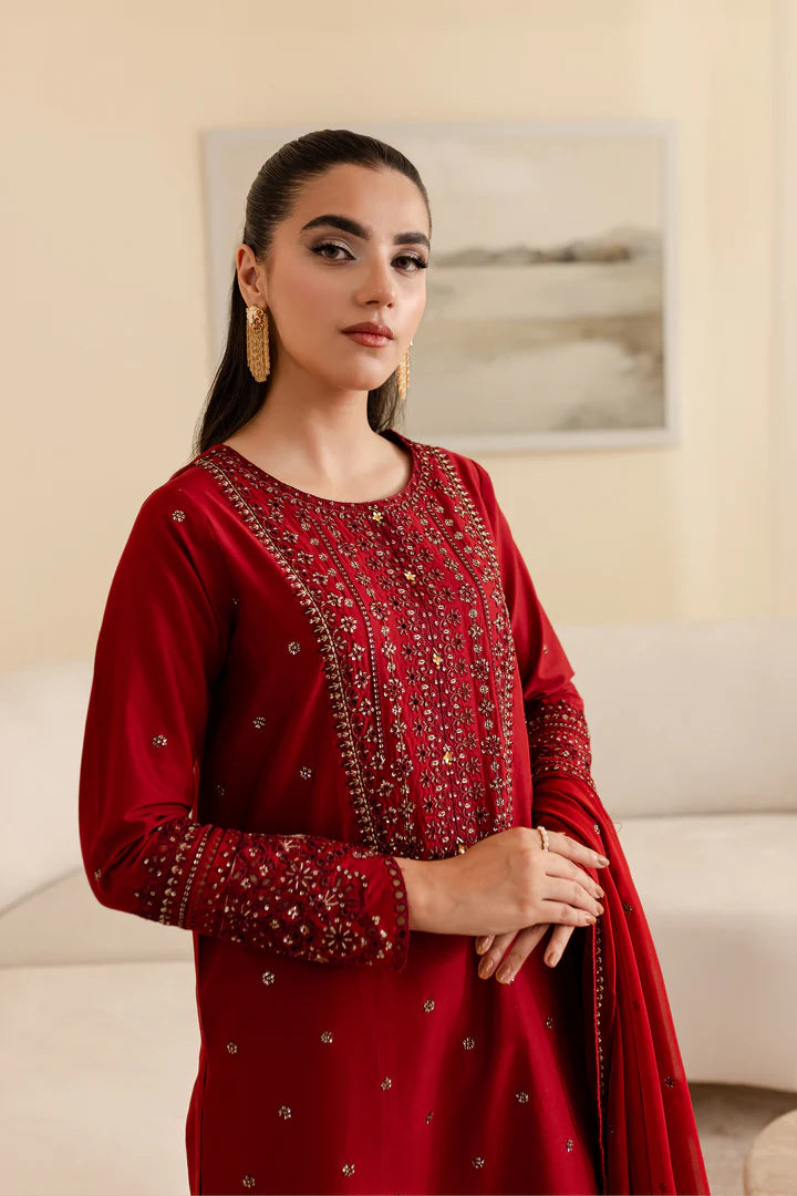 zab826 Batik, unstitched 3 piece embroidered winter suit.