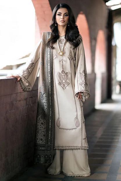 Izel Embroidered Dhanak Three Piece - zab1190