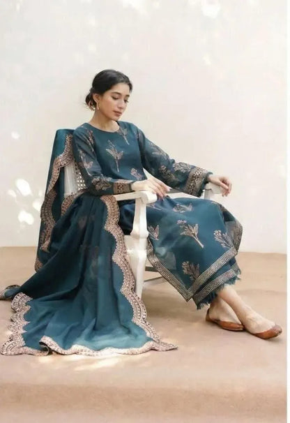 MAHRANI - 03PCS UNSTITCHED Dhank Suit - zab1539